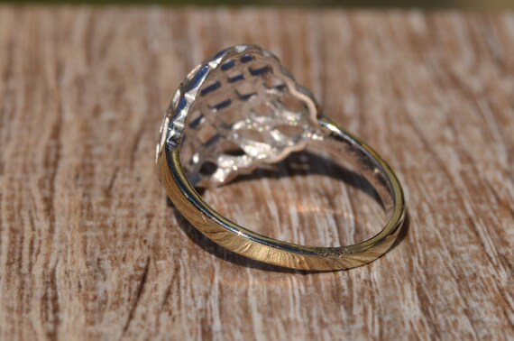 White Gold Diamond Cut Pierced Bombe Style Ring - image 4