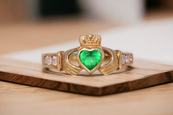 Irish Made Designer Signed Lab Emerald and Cubic … - image 10