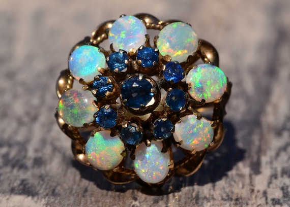 Vintage Sapphire and Opal Princess Ring - image 1