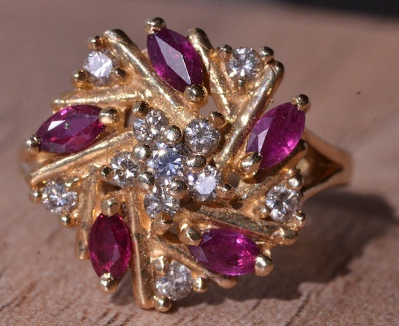 Ruby & Diamond Spiral Ring