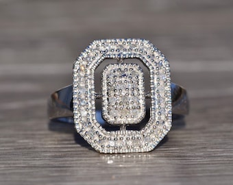 White Gold Diamond Halo Right Hand Ring