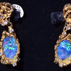 Arthur King Opal Earrings Set with Opal and Diamonds and Fancy Colored Diamonds image 1