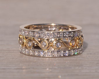 Two Tone Filigree Band with Natural Diamonds