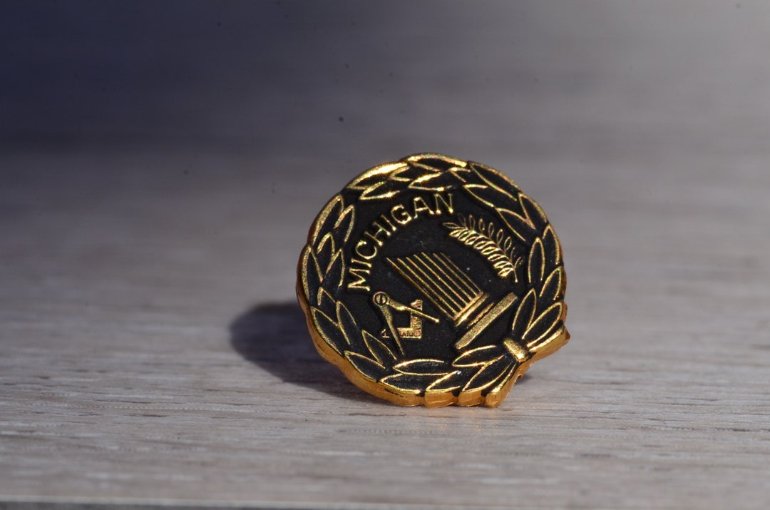 Michigan Masonic Straight Back Lapel Pin 24k Gold Plate Freemason - Etsy