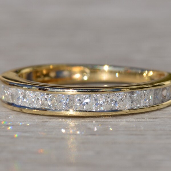 Diamond Channel Set Wedding Band Etsy