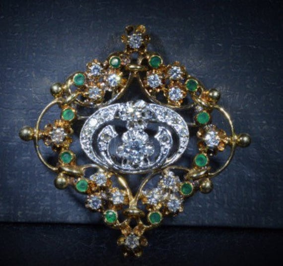 Art Nouveau Styled Emerald and Diamond Necklace - image 2