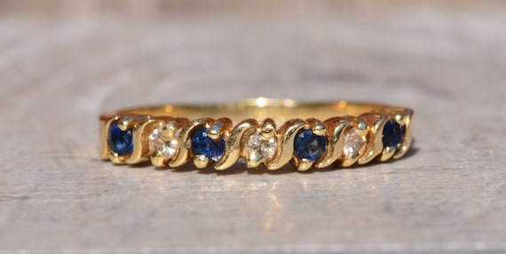 Vintage Sapphire and Diamond Band - image 1