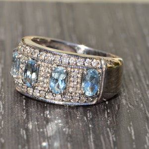 Vintage Aquamarine and Diamond Band in White Gold image 5