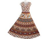 Indian Women Dress Maxi Long Bohemian Handmade Hippie Cotton Mandala Ethnic Gypsy Boho Strapless Comfy Sleeveless Elephant Print Dresses