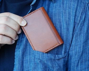 Personalized Leather Card Holder Wallet Front Pocket Card Wallet Handmade Minimalist Business Card Case for Men Women