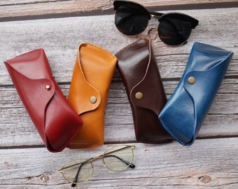 Leather Glasses Case Sunglasses Case Pouch Bag, Handmade Eyeglass Eyeglasses Case Holder for Man Woman,  Fathers Day Gift