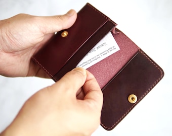 Personalized Leather Business Card Case Holder Credit Card Holder Case Wallet, Handmade Custom Business Card Wallet for Men Women