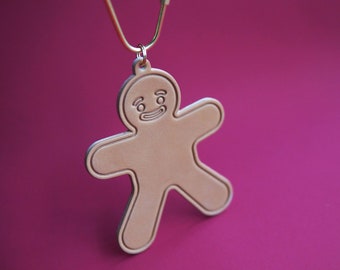 Gingerbread Man Leather Cute Kawaii Keychain Key Ring Key Chain for Women Men, Lovely Funny Gifts for Her Him