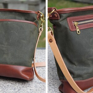 Leather Canvas Crossbody Bag for Man Woman, Canvas Bag, Leather Small Bag, Cross Body Bag, Mini Bag, Small Bag image 10