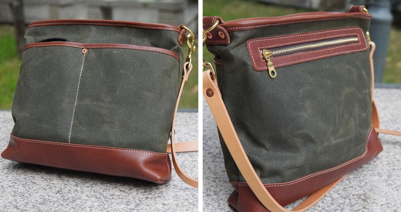 Leather Canvas Crossbody Bag for Man Woman, Canvas Bag, Leather Small Bag, Cross Body Bag, Mini Bag, Small Bag image 10