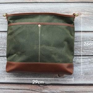 Leather Canvas Crossbody Bag for Man Woman, Canvas Bag, Leather Small Bag, Cross Body Bag, Mini Bag, Small Bag image 3