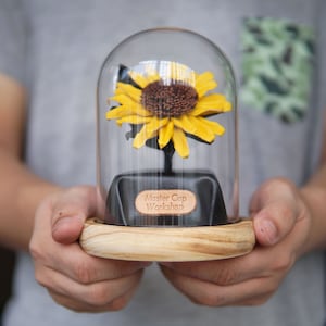 Leather Sunflower Preserved Flower Box, Personalized Leather 3rd 5th Wedding Anniversary Gift for Wife Girlfriend Her Him Partner, Decor