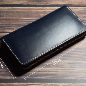 Cartera larga de cuero Embrague Cremallera Tarjeta Cartera Cartera de teléfono Carteras hechas a mano para hombres Mujeres Titular de la tarjeta de crédito, Regalo del día del padre, Regalo del marido imagen 2