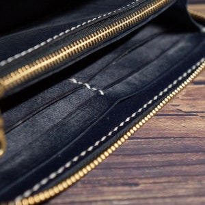 Cartera larga de cuero Embrague Cremallera Tarjeta Cartera Cartera de teléfono Carteras hechas a mano para hombres Mujeres Titular de la tarjeta de crédito, Regalo del día del padre, Regalo del marido imagen 8