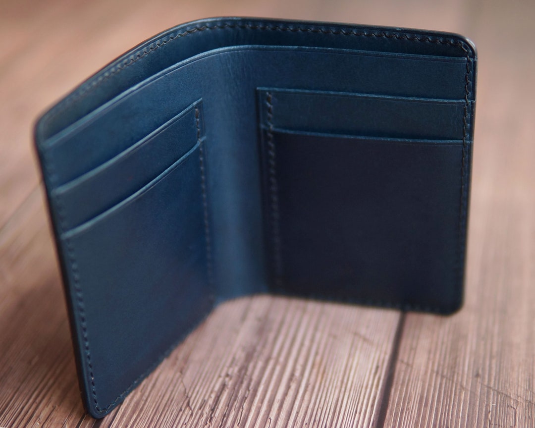 Leather Vertical Bifold Wallet for Mens Womens Front Pocket