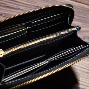 Cartera larga de cuero Embrague Cremallera Tarjeta Cartera Cartera de teléfono Carteras hechas a mano para hombres Mujeres Titular de la tarjeta de crédito, Regalo del día del padre, Regalo del marido imagen 7