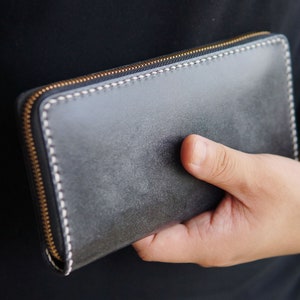 Cartera larga de cuero Embrague Cremallera Tarjeta Cartera Cartera de teléfono Carteras hechas a mano para hombres Mujeres Titular de la tarjeta de crédito, Regalo del día del padre, Regalo del marido imagen 4