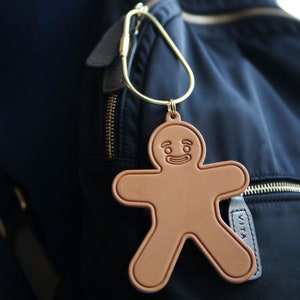 Gingerbread Man Leather Cute Kawaii Keychain Key Ring Key Chain for Women Men, Lovely Funny Gifts for Her Him image 4