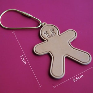 Gingerbread Man Leather Cute Kawaii Keychain Key Ring Key Chain for Women Men, Lovely Funny Gifts for Her Him image 2