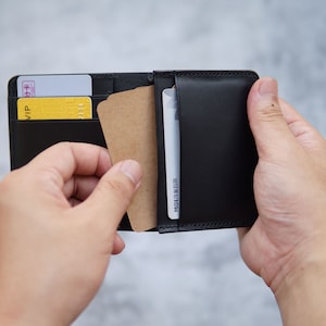 Capa porta-cartão de couro minimalista com bolso frontal carteira porta-cartão de crédito capa para cartão de visita para homens e mulheres, presente de aniversário, presente de aniversário