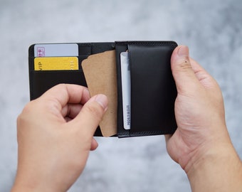 Étui de porte-carte en cuir Minimaliste Front Pocket Wallet Support de carte de crédit Étui de carte de visite pour hommes Femmes, Cadeau d’anniversaire, Cadeau d’anniversaire