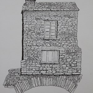 The Old Bridge House Ambleside, Ambleside pictures, Lake District paintings, Pictures of The Lake District, Lake District drawings