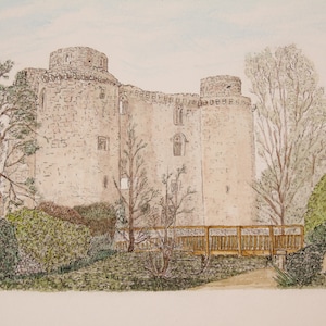 A3 Nunney Schloss Giclée-Druck.