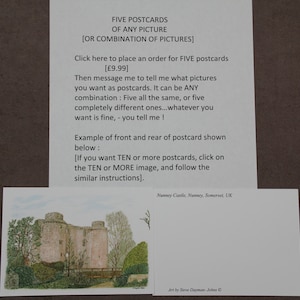 Cartões postais incomuns, CINCO CARTÕES POSTAIS de qualquer uma das minhas artes, cartão postal inovador, cartões postais personalizados