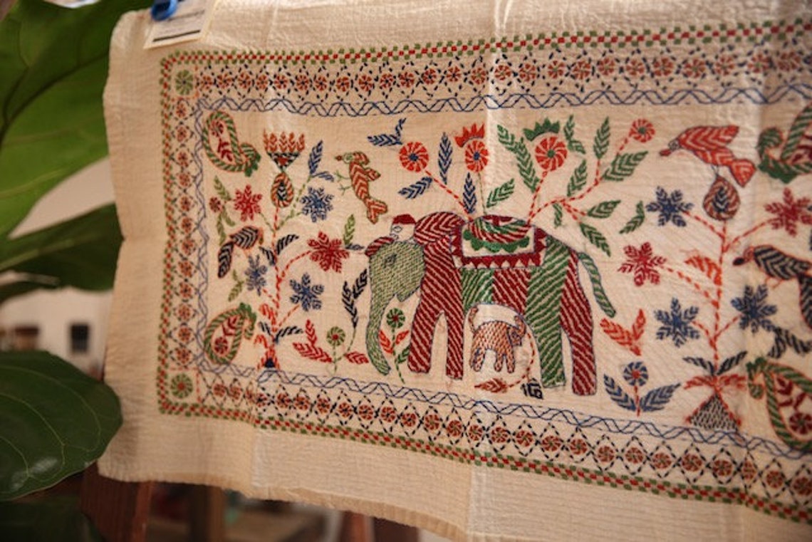 Bengali Hand Embroidered Tapestry Kantha Etsy