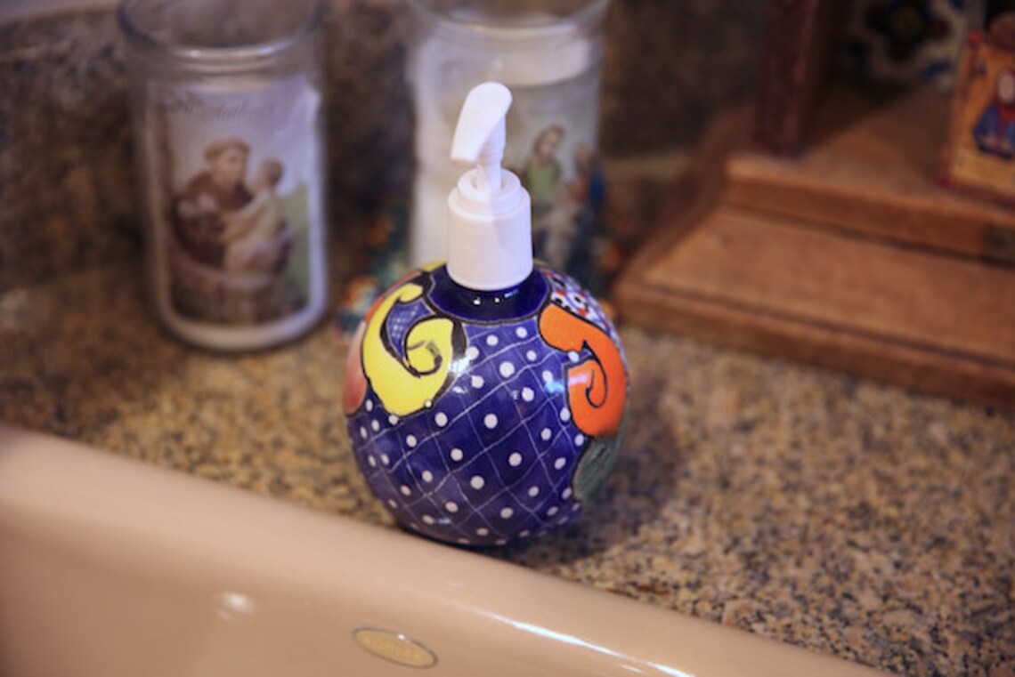 Talavera Ceramic Mexican Liquid Soap Dispenser Etsy