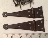 17th-19th century Antique Reproduction Medium size Half Strap Hinges Trunk Chest Box Hardware Forged head nails