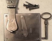 18th Century Antique Reproduction Hasp Lock Trunk Chest Box Hardware with Iron Key and nails