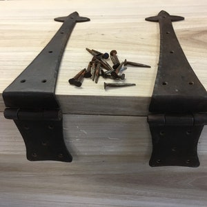 16th-18th Century Style Heavy Gauge XL Half Strap Folded Hinges for Trunks and Chests
