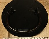 Large Black Hand Forged Antique Reproduction Trunk Chest Handles with Oval Backplates