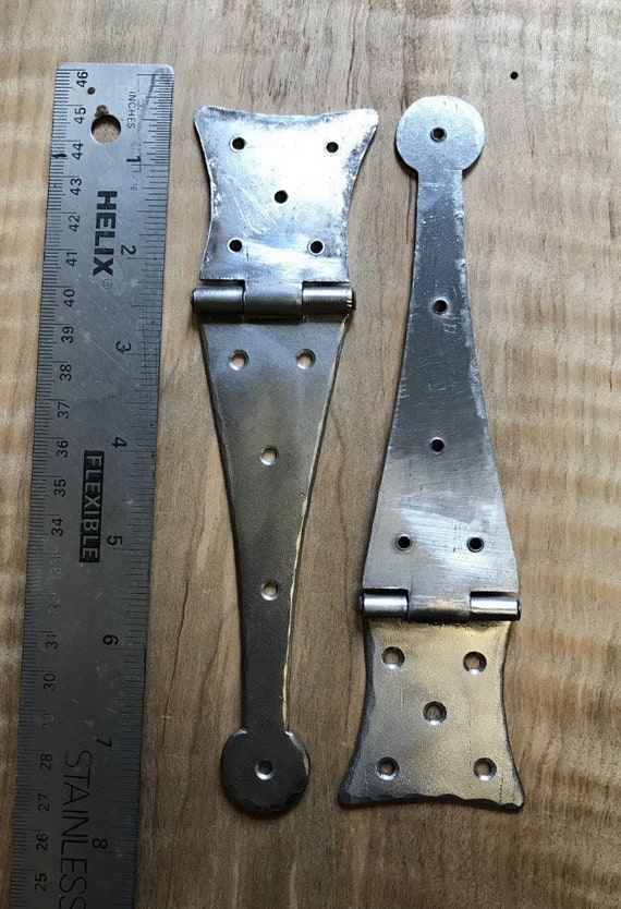 Ornamental Iron Strap Hinges: Custom Blacksmith Hand Forged Hardware