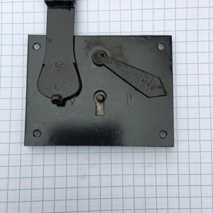 Antique reproduction 17th-19th c. A3 Hasp lock with iron key and forged head nails.
