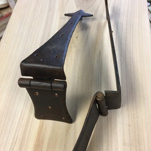 16th-18th Century Style Standard 16 Gauge XL Half Strap Folded Outside Mount (cranked) Hinges for Trunks and Chests