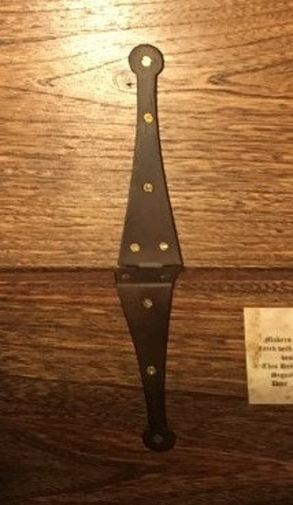 16th-18th Century Antique Reproduction Large 5" Full Inside Mount (cranked) Strap Hinges for Trunks, Chests and Boxes