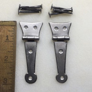 Small Half Strap Hinge with Forged Head Iron Nails