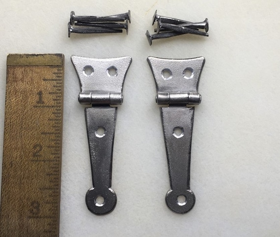 Small Half Strap Hinge with Forged Head Iron Nails