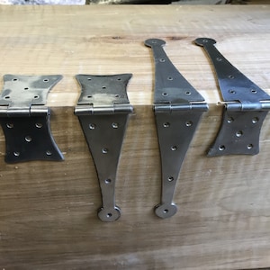 Large Reverse Pinned Full Strap hinges and Half Strap Hinges with Forged head Iron Nails and Brass Screws