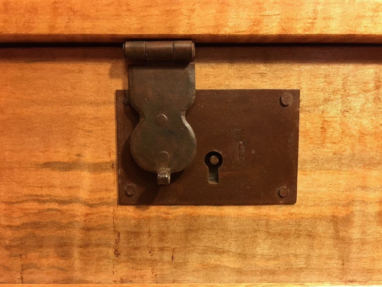 Antique Reproduction 18th century Trunk Chest Box Hasp Lock Iron key SALE!!! 