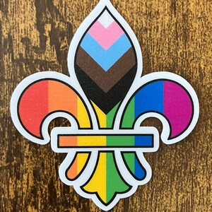 Fortschrittliche Flagge Fleur de Lis Aufkleber - 6,5 cm x 5,7 cm