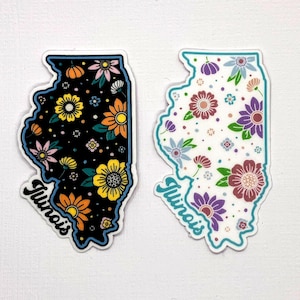Illinois State Floral Sticker – 1.5&quot; x 2.25&quot; – Dark or Light Color Option – water-resistant Matte Vinyl