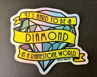 Dolly Parton-sticker: diamant in een wereld van strassteentjes, holografisch vinyl